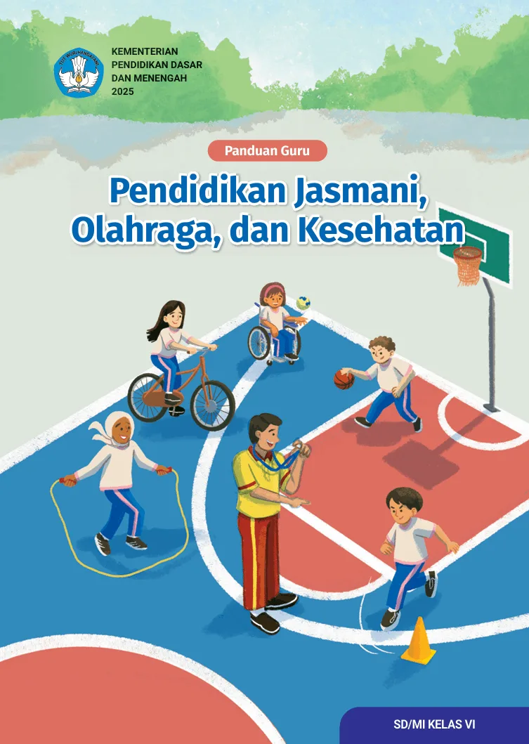 Sampul Buku Panduan Guru Pendidikan Jasmani, Olahraga, dan Kesehatan untuk SD/MI Kelas VI