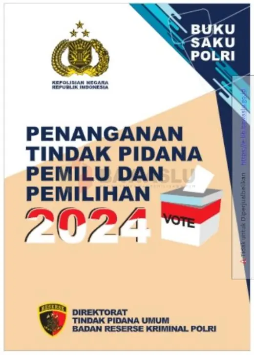 Sampul Buku Saku Polri: Penanganan Tindak Pidana Pemilu dan Pemilihan 2024