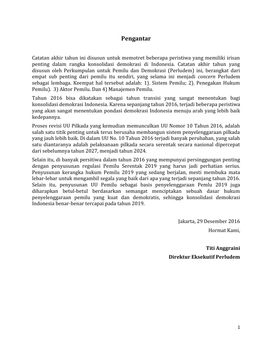 Sampul Catatan Akhir Tahun 2016 | Tahun Transisi Untuk Konsolidasi Demokrasi