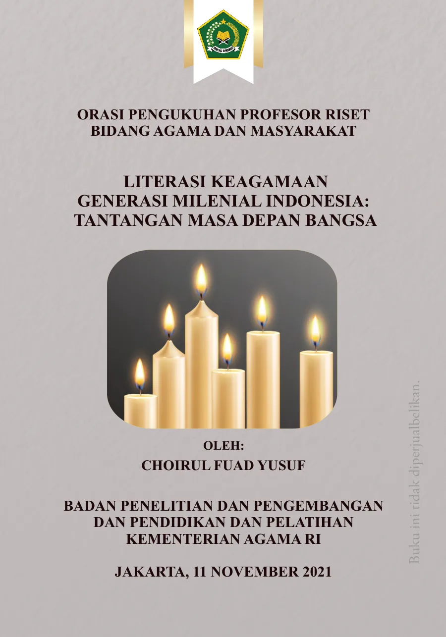 Sampul Literasi Keagamaan Generasi Milenial Indonesia: Tantangan Masa Depan Bangsa