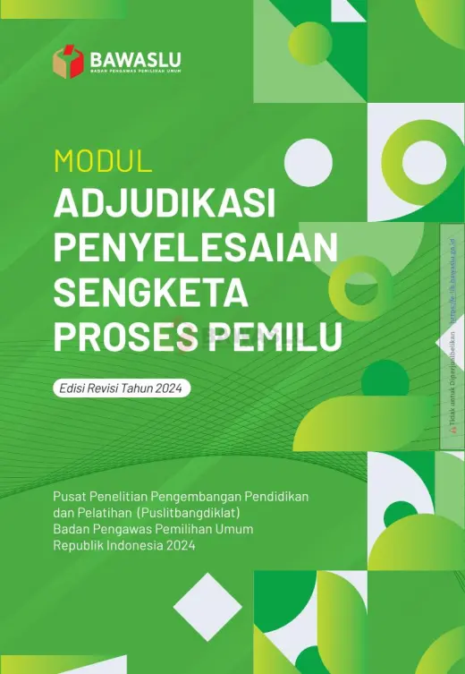 Sampul Modul Adjudikasi Penyelesaian Sengketa Proses Pemilu (Edisi Revisi Tahun 2024)