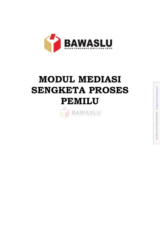 Sampul Modul Tematik Mediasi Sengketa Proses Pemilu