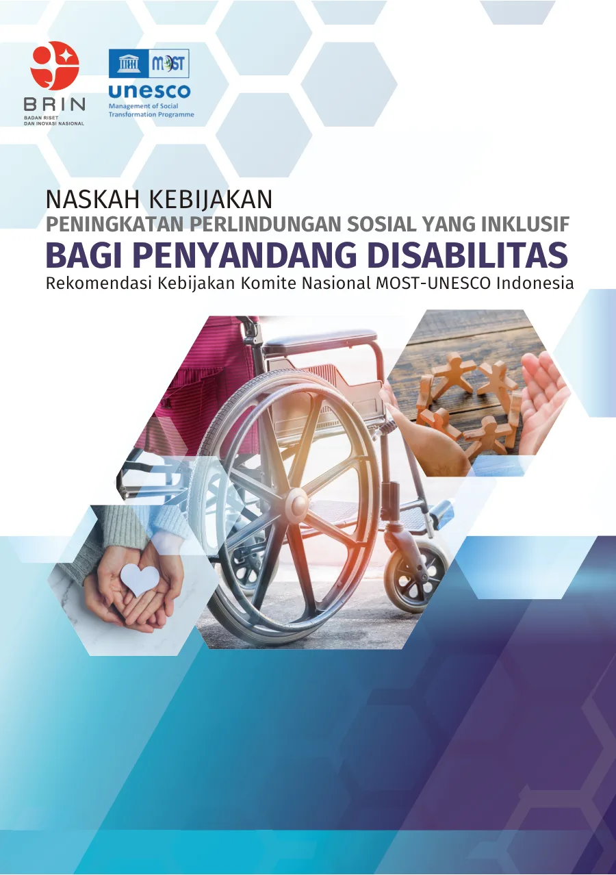 Sampul Naskah Kebijakan Peningkatan Perlindungan Sosial yang Inklusif: Rekomendasi Kebijakan Komite Nasional MOST-UNESCO Indonesia