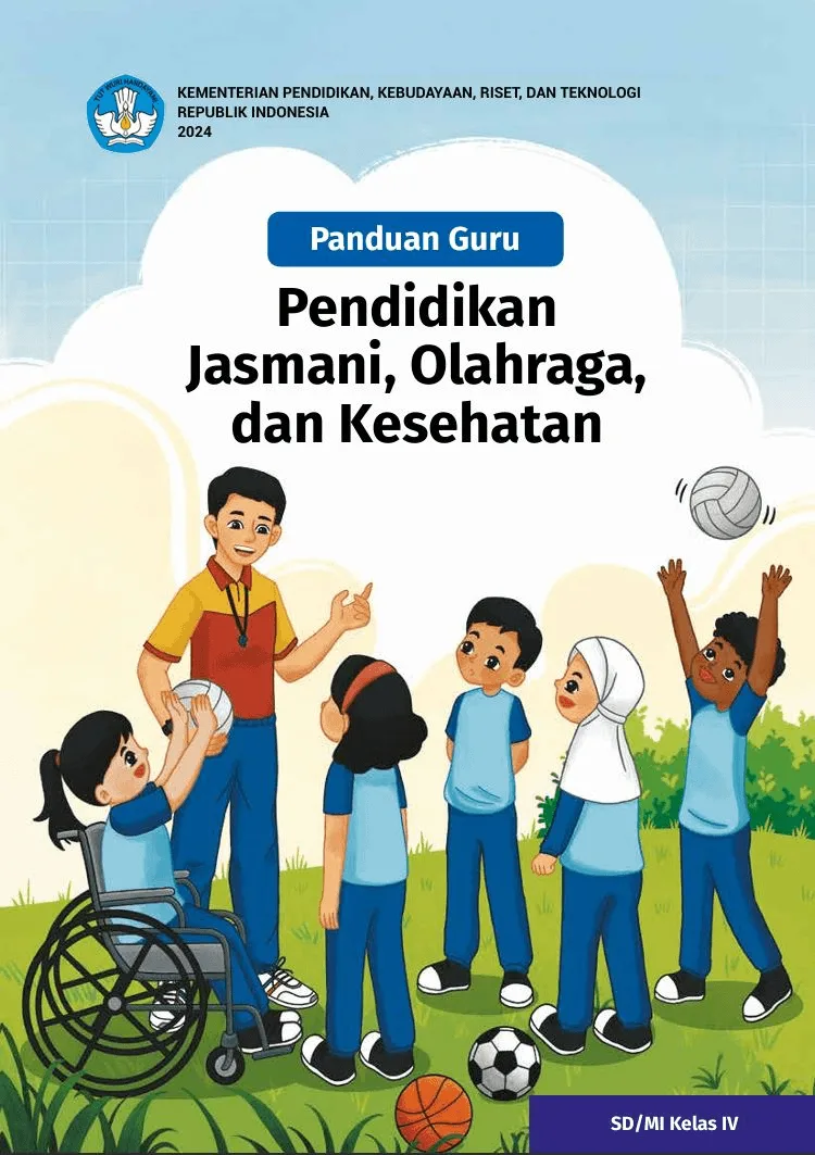 Sampul Panduan Guru Pendidikan Jasmani, Olahraga, dan Kesehatan untuk SD/MI Kelas IV