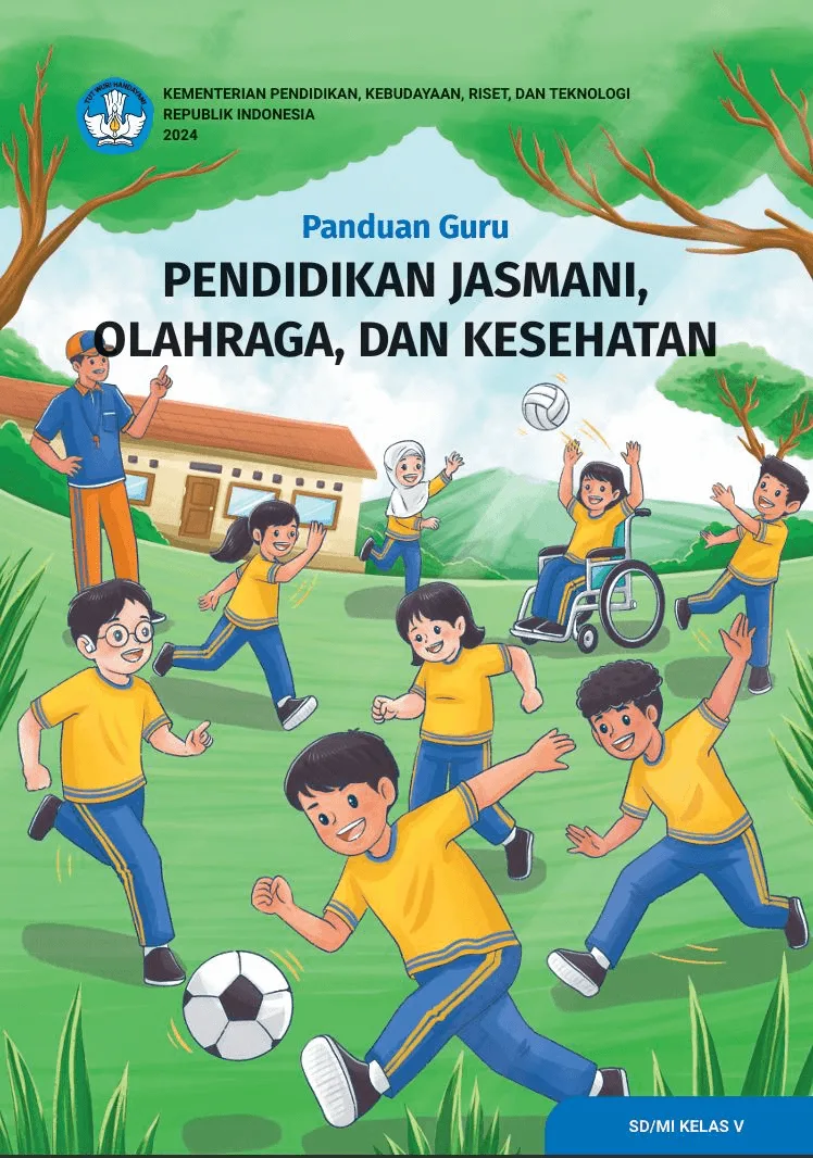 Sampul Panduan Guru Pendidikan Jasmani, Olahraga, dan Kesehatan untuk SD/MI Kelas V