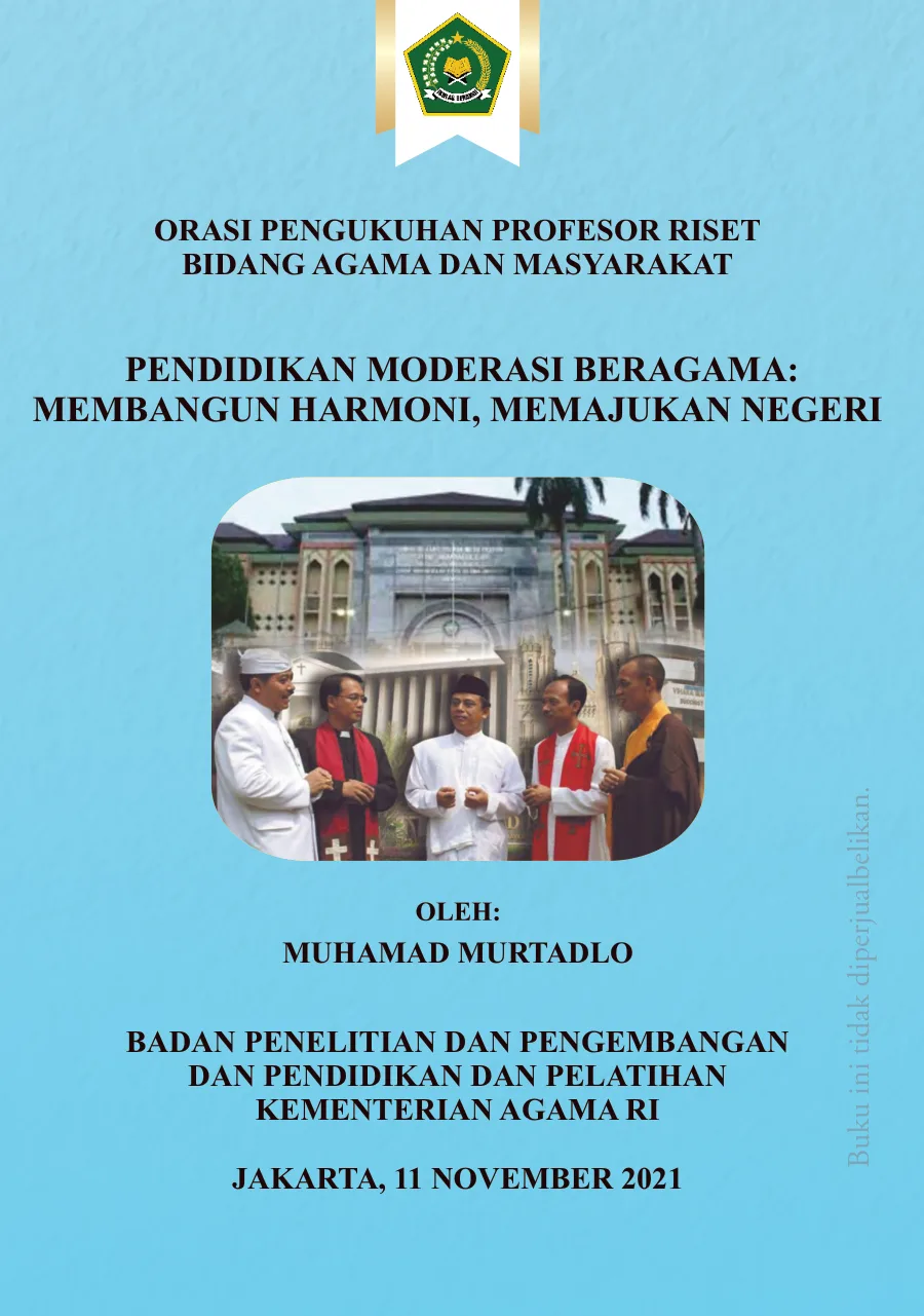 Sampul Pendidikan Moderasi Beragama: Membangun Harmoni, Memajukan Negeri