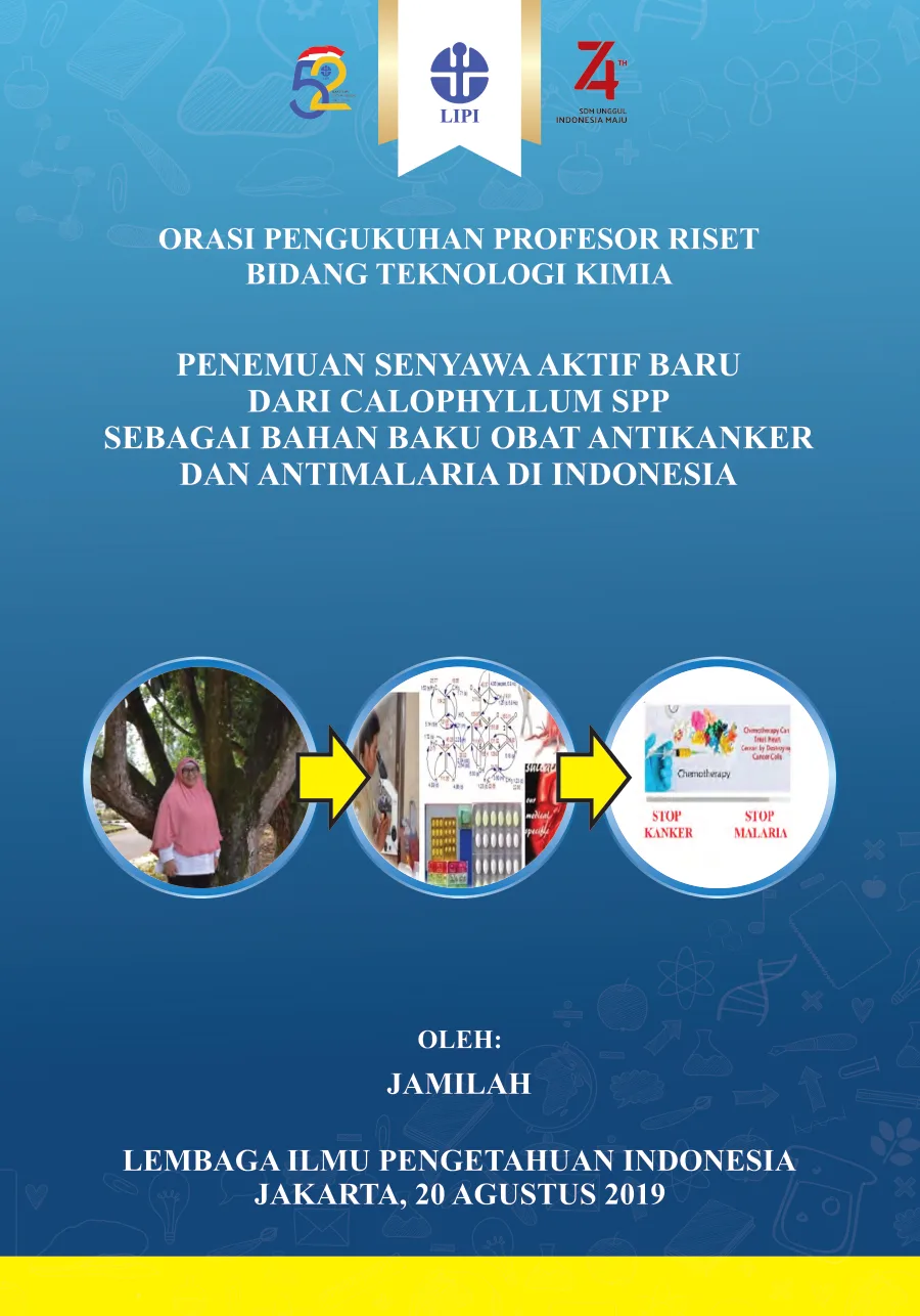 Sampul buku Penemuan Senyawa Aktif Baru dari Calophyllum spp sebagai Bahan Baku Obat Antikanker dan Antimalaria di Indonesia