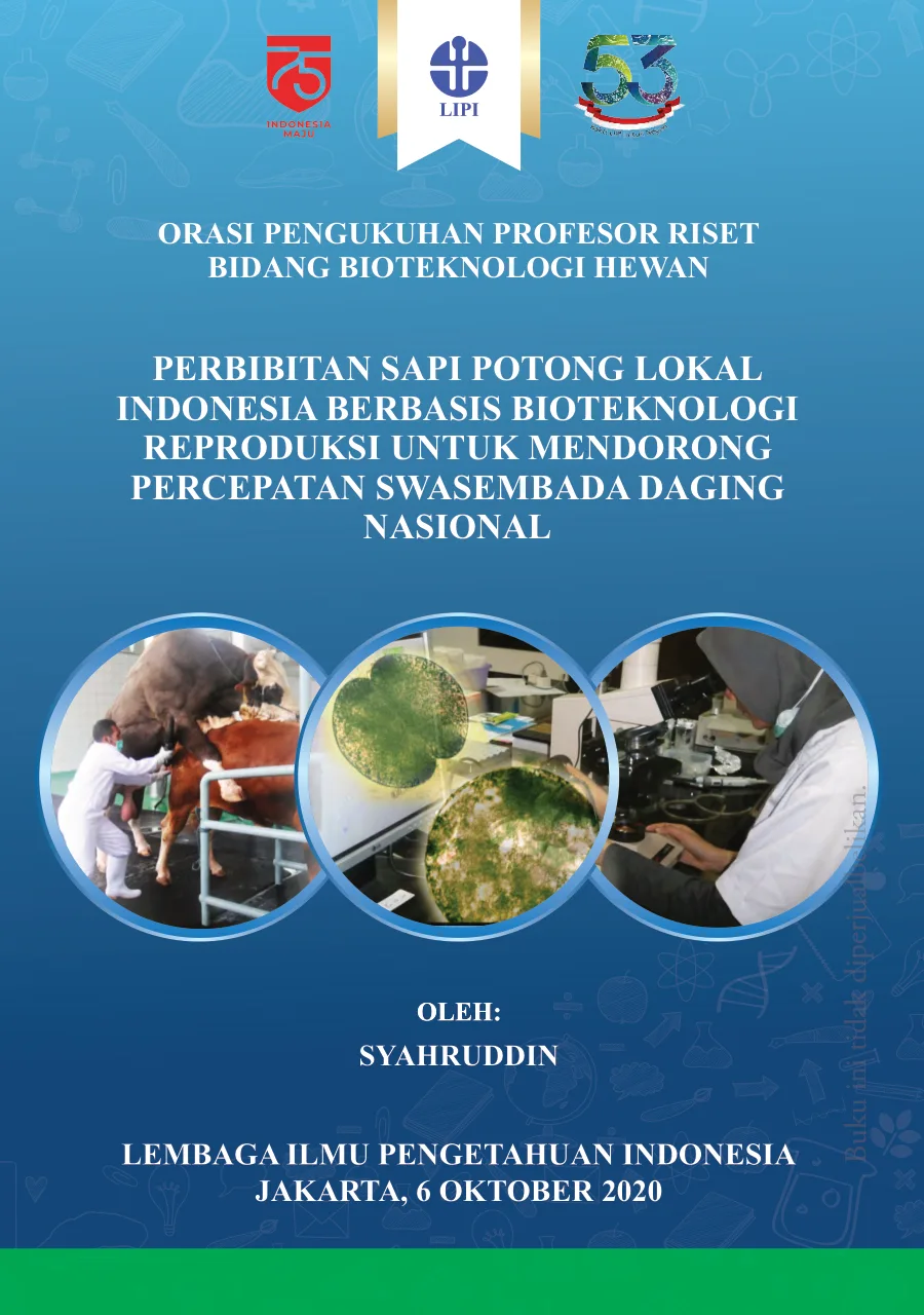 Sampul buku Perbibitan Sapi Potong Lokal Indonesia Berbasis Bioteknologi Reproduksi Mendorong Percepatan Swasembada Daging Nasional