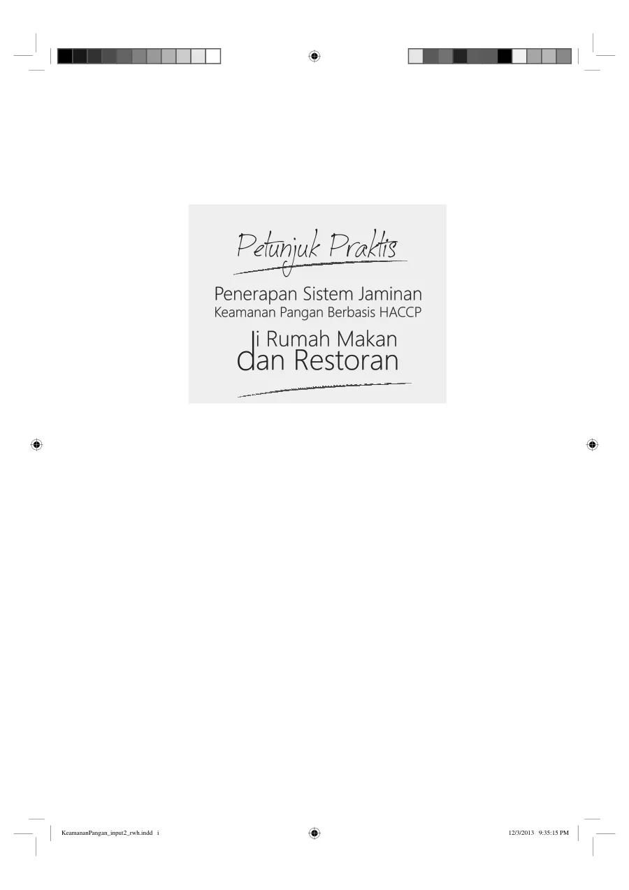Sampul Petunjuk Praktis Penerapan Sistem Jaminan Keamanan Pangan Berbasis HACCP di Rumah Makan dan Restoran