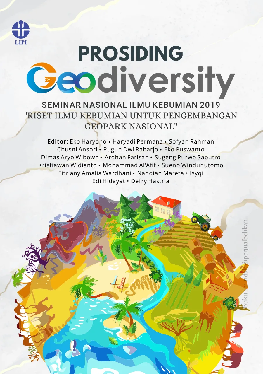 Sampul buku Prosiding Geodiversity Seminar Nasional Ilmu Kebumian 2019:Riset Ilmu Kebumian untuk Pengembangan Geopark Nasional
