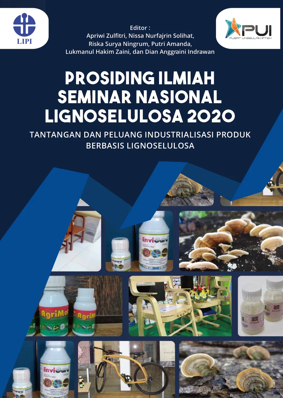 Sampul buku Prosiding Ilmiah Nasional Seminar Lignoselulosa 2020: Tantangan dan Peluang Industrialisasi Produk Berbasis Lignoselulosa
