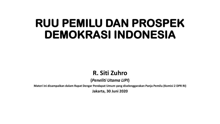 Sampul RUU Pemilu dan Prospek Demokrasi Indonesia