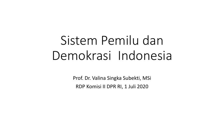 Sampul Sistem Pemilu dan Demokrasi Indonesia