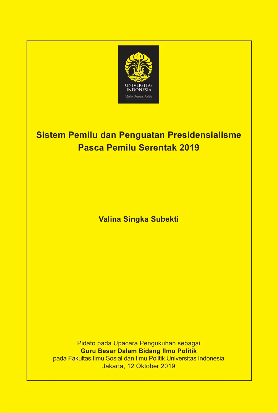 Sampul Sistem Pemilu dan Penguatan Presidensialisme Pasca Pemilu Serentak 2019