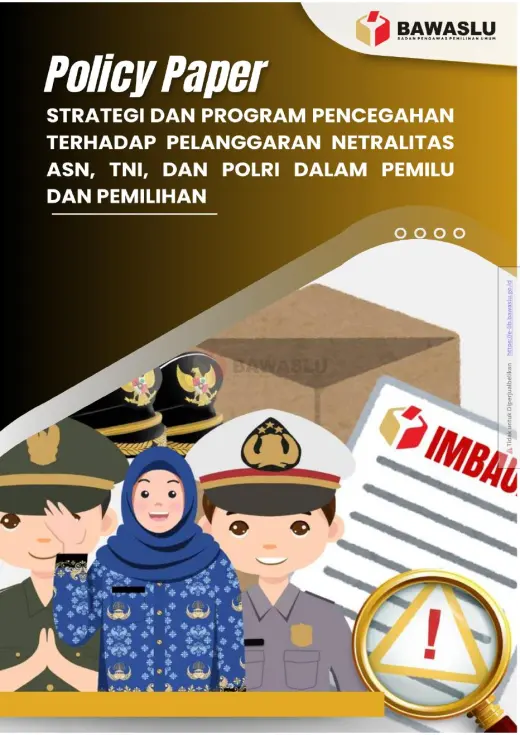 Sampul Strategi dan Program Pencegahan terhadap Pelanggaran Netralitas ASN, TNI, dan Polri dalam Pemilu dan Pemilihan
