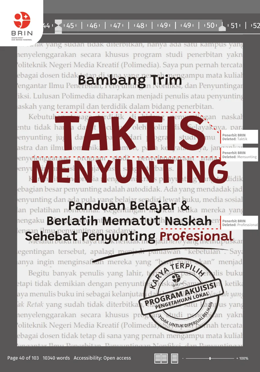 Sampul Taktis Menyunting: Panduan Belajar & Berlatih Mematut Naskah Sehebat Penyunting Profesional
