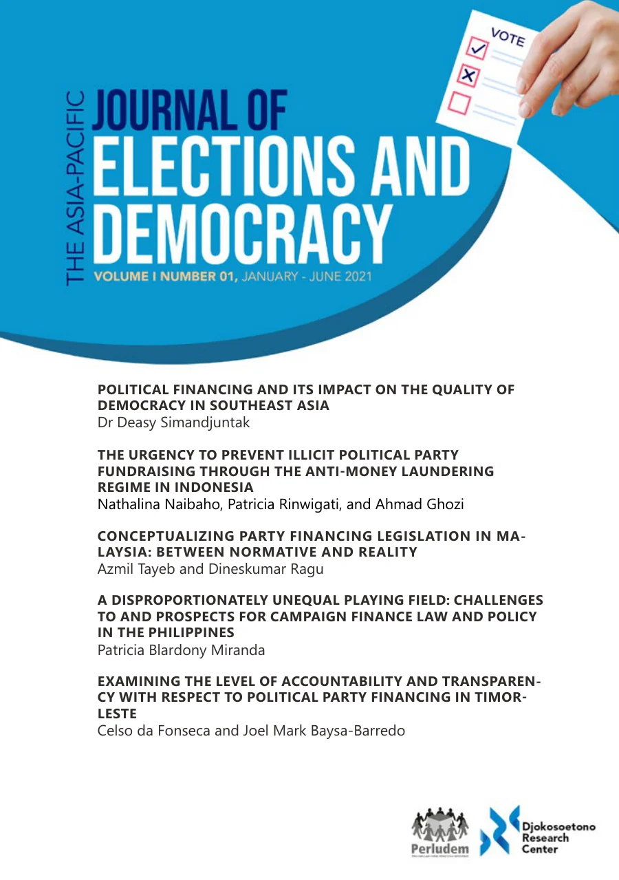 Sampul The Asia-Pacific Journal of Election and Democracy Volume I Number 01